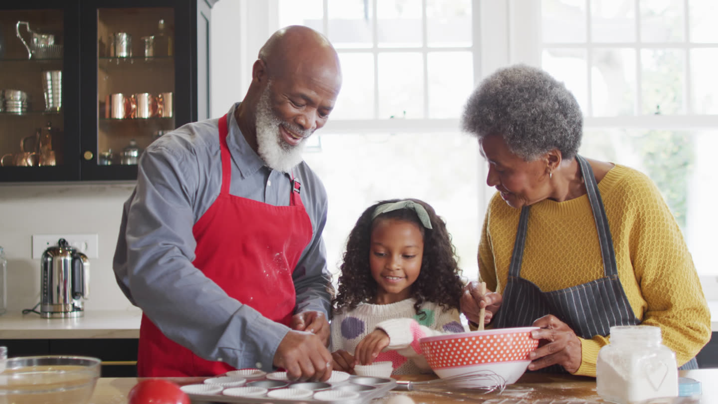 Baking Christmas biscuits with the grandparents